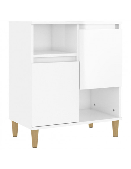 Credenza Bianco Lucido 60x35x70 cm in Legno Multistrato