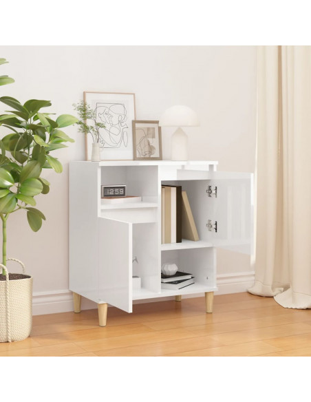 Credenza Bianco Lucido 60x35x70 cm in Legno Multistrato