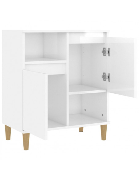 Credenza Bianco Lucido 60x35x70 cm in Legno Multistrato