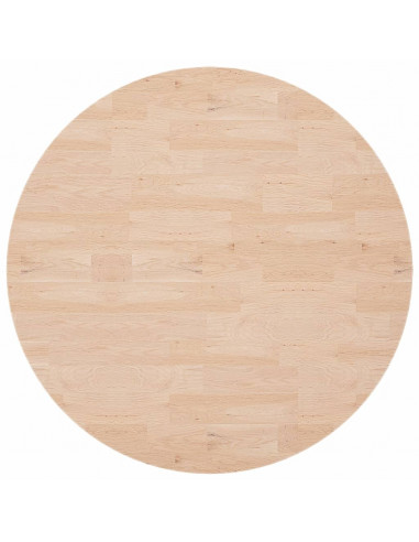 Piano Tavolo Rotondo Ø90x2,5 cm Massello di Rovere Non Trattato