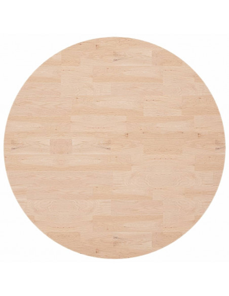 Piano Tavolo Rotondo Ø90x2,5 cm Massello di Rovere Non Trattato