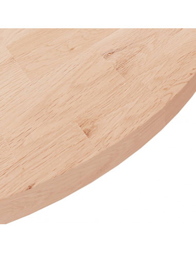 Piano Tavolo Rotondo Ø90x2,5 cm Massello di Rovere Non Trattato