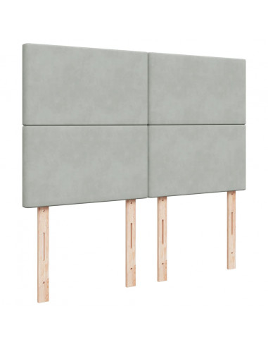 Giroletto a Molle con Materasso Grigio Chiaro 140x190cm Velluto