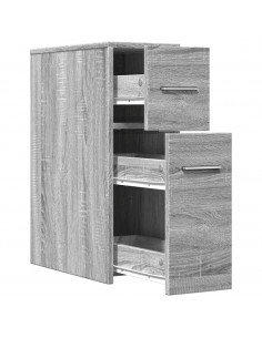 Armadietto da Bagno Stretto con Ruote Grigio Sonoma Truciolato 2