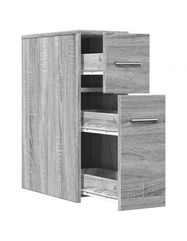 Armadietto da Bagno Stretto con Ruote Grigio Sonoma Truciolato