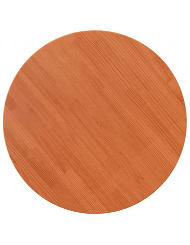 Piano Tavolo Rotondo Marrone Cera Ø70x2,5cm Legno Massello Pino