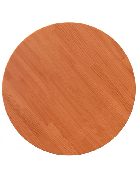 Piano Tavolo Rotondo Marrone Cera Ø70x2,5cm Legno Massello Pino