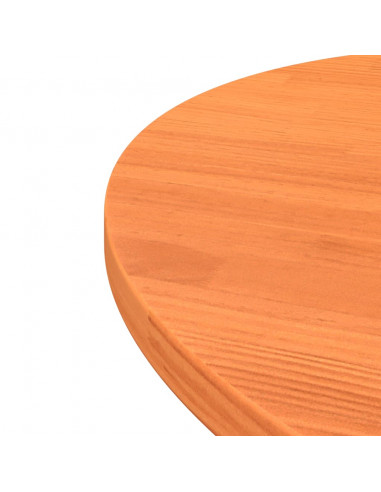 Piano Tavolo Rotondo Marrone Cera Ø70x2,5cm Legno Massello Pino