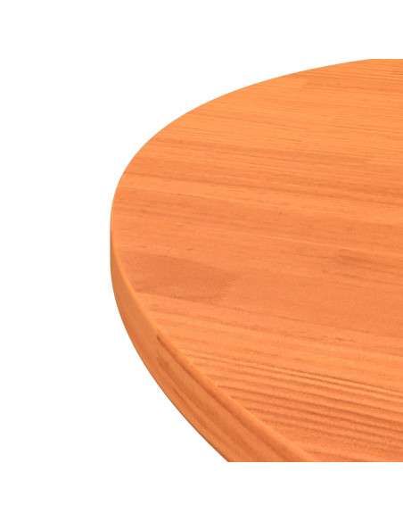 Piano Tavolo Rotondo Marrone Cera Ø70x2,5cm Legno Massello Pino