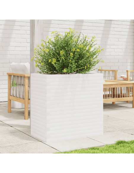 Fioriera da Giardino Bianca 70x40x68,5cm Legno Massello di Pino