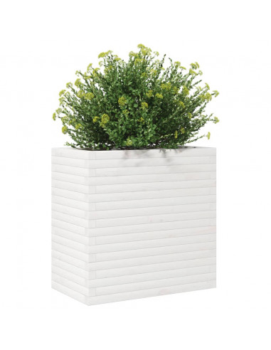 Fioriera da Giardino Bianca 70x40x68,5cm Legno Massello di Pino