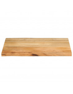 Piano per Tavolo 80x60x3,8cm Bordi Vivi in Legno Massello Mango 2