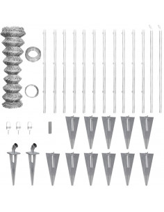 Recinzione a Rete con Pali e Spuntoni Acciaio Zincato 25x1,25 m 2