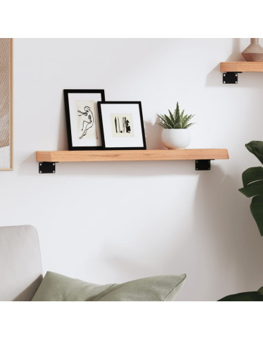 Ripiano Muro Marrone Chiaro 60x10x4 cm Massello Rovere Trattato