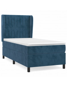 Giroletto a Molle con Materasso Blu Scuro 90x200 cm in Velluto 2