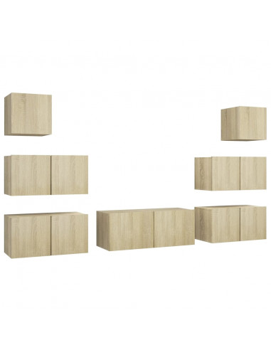 Set di Mobili Porta TV 7 pz Rovere Sonoma in Legno Multistrato
