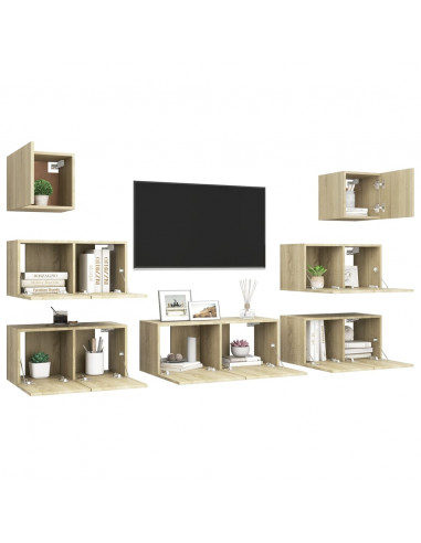 Set di Mobili Porta TV 7 pz Rovere Sonoma in Legno Multistrato