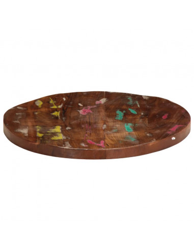 Piano per Tavolo Ø 40x3,8 cm Rotondo Legno Massello di Recupero