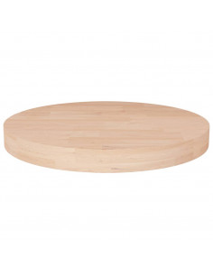 Piano Tavolo Rotondo Ø50x4 cm Massello di Rovere Non Trattato 2