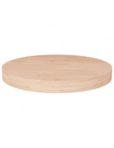 Piano Tavolo Rotondo Ø50x4 cm Massello di Rovere Non Trattato