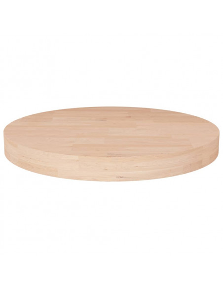 Piano Tavolo Rotondo Ø50x4 cm Massello di Rovere Non Trattato