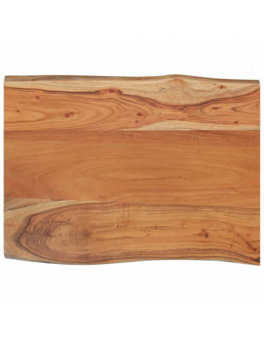 Piano Tavolo 80x60x2,5 cm Rettangolare Legno Acacia Bordi Vivi