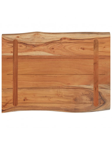Piano Tavolo 80x60x2,5 cm Rettangolare Legno Acacia Bordi Vivi