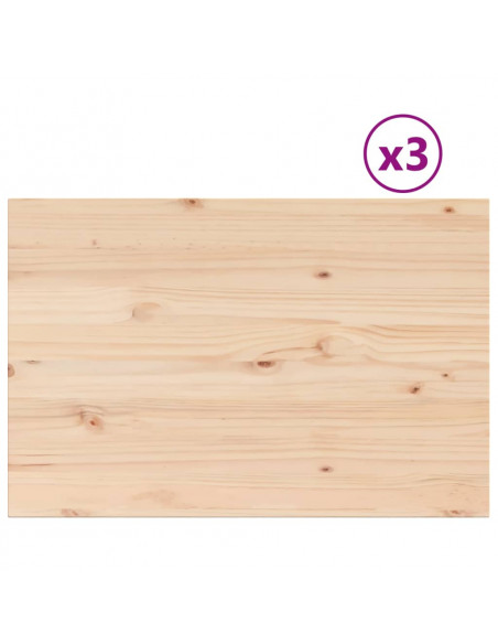 Piani Tavolo 3 pz 80x53x2,5 cm Rettangolare Legno Massello Pino