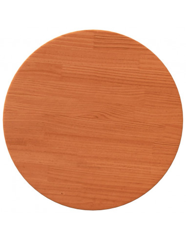 Piano Tavolo Rotondo Marrone Cera Ø40x2,5cm Legno Massello Pino