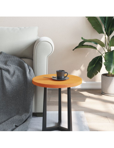 Piano Tavolo Rotondo Marrone Cera Ø40x2,5cm Legno Massello Pino