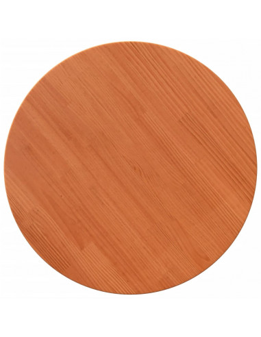 Piano Tavolo Rotondo Marrone Cera Ø60x2,5cm Legno Massello Pino