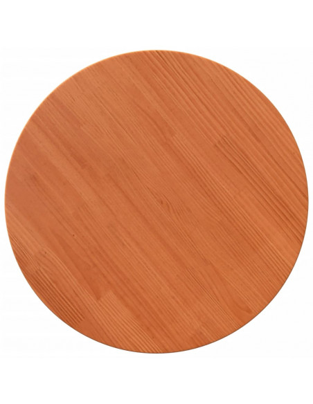 Piano Tavolo Rotondo Marrone Cera Ø60x2,5cm Legno Massello Pino