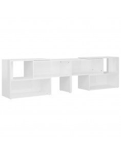 Mobile Porta TV Bianco Lucido 149x30x52 cm in Legno Multistrato 2