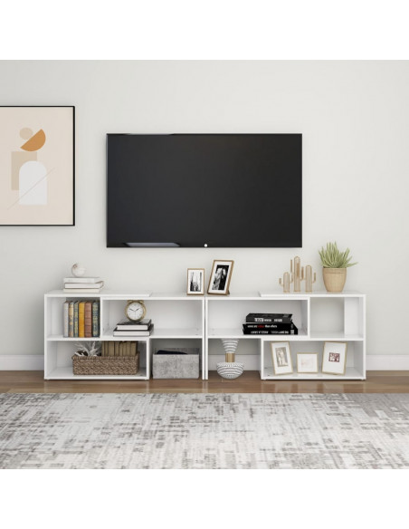 Mobile Porta TV Bianco Lucido 149x30x52 cm in Legno Multistrato