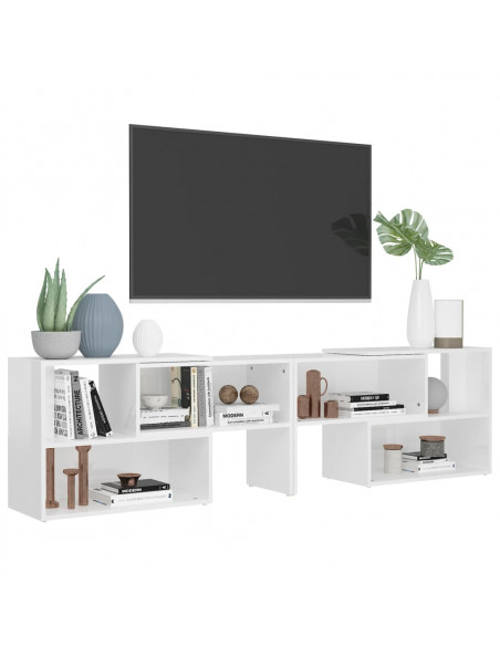 Mobile Porta TV Bianco Lucido 149x30x52 cm in Legno Multistrato