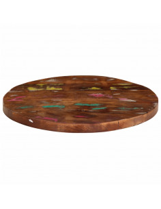 Piano per Tavolo Ø 70x2,5 cm Rotondo Legno Massello di Recupero 2
