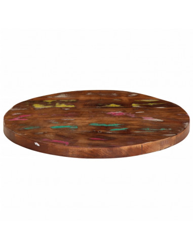 Piano per Tavolo Ø 60x1,5 cm Rotondo Legno Massello di Recupero