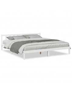 Letto Extra Lungo senza Materasso Bianco 180x210 cm in Pino 2