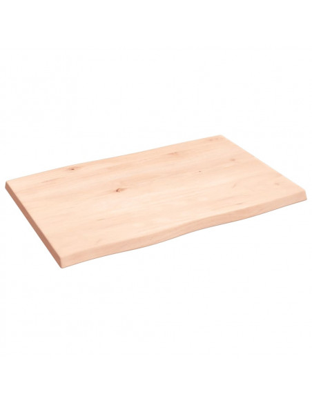 Piano per Tavolo 60x40x2 cm in Rovere Non Trattato Bordi Vivi
