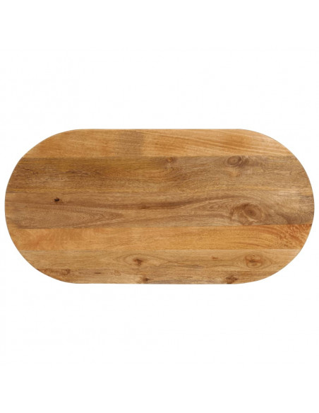 Piano Tavolo 100x50x2,5 cm Ovale in Legno Massello di Mango