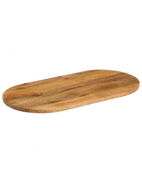 Piano Tavolo 100x50x2,5 cm Ovale in Legno Massello di Mango