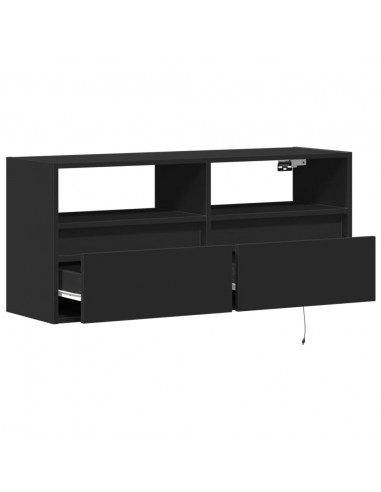 Mobile TV a Parete con Luci LED Nero 100x31x45 cm