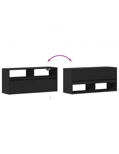 Mobile TV a Parete con Luci LED Nero 100x31x45 cm