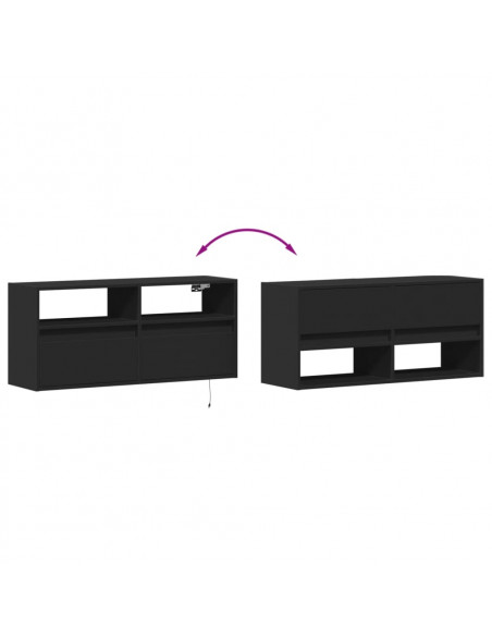Mobile TV a Parete con Luci LED Nero 100x31x45 cm