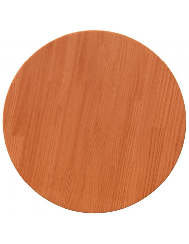 Piano Tavolo Rotondo Marrone Cera Ø50x2,5cm Legno Massello Pino