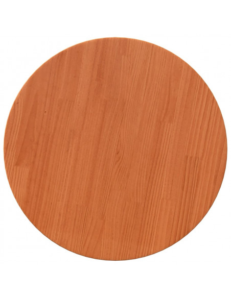 Piano Tavolo Rotondo Marrone Cera Ø50x2,5cm Legno Massello Pino