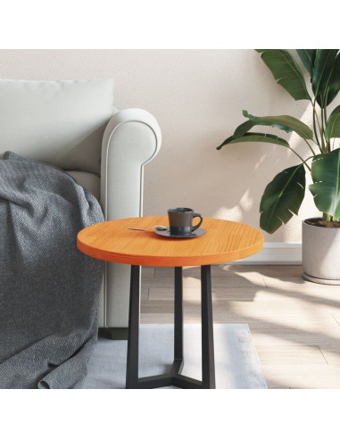 Piano Tavolo Rotondo Marrone Cera Ø50x2,5cm Legno Massello Pino