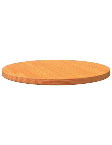 Piano Tavolo Rotondo Marrone Cera Ø50x2,5cm Legno Massello Pino