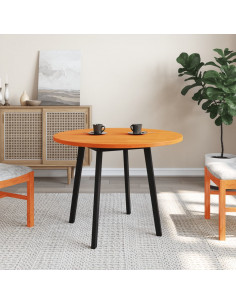 Piano Tavolo Rotondo Marrone Cera Ø90x2,5cm Legno Massello Pino 2