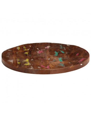 Piano per Tavolo Ø 50x3,8 cm Rotondo Legno Massello di Recupero